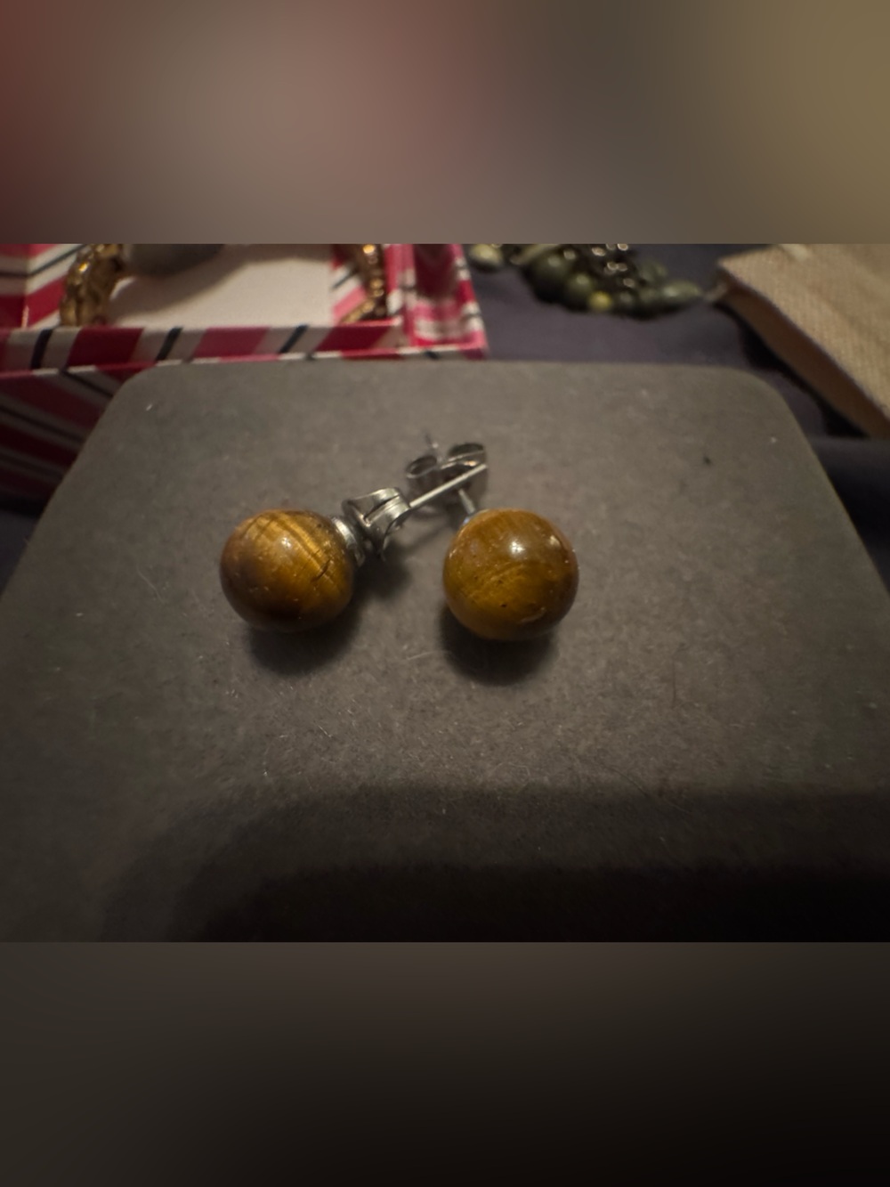 Tiger Eye Stud Earrings - Brown Gemstone Women’s Jewelry